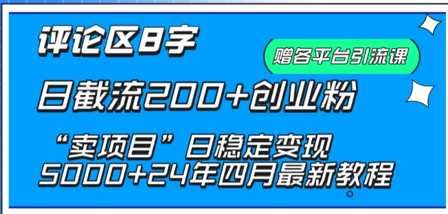 抖音评论区8字日截流200+创业粉 “卖项目”日稳定变现5000+网赚项目-美肚杀分享