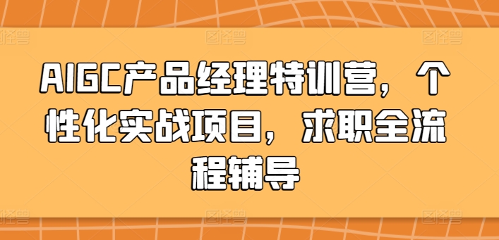 AIGC产品经理特训营，个性化实战项目，求职全流程辅导网赚项目-美肚杀分享