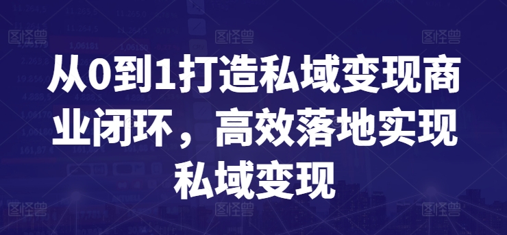 从0到1打造私域变现商业闭环，高效落地实现私域变现网赚项目-美肚杀分享