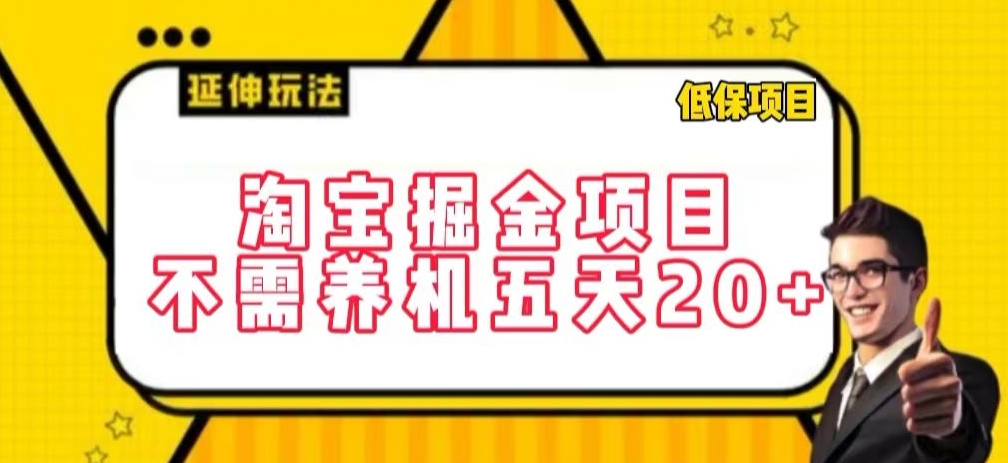淘宝掘金项目，不需养机，五天20+，每天只需要花三四个小时网赚项目-美肚杀分享