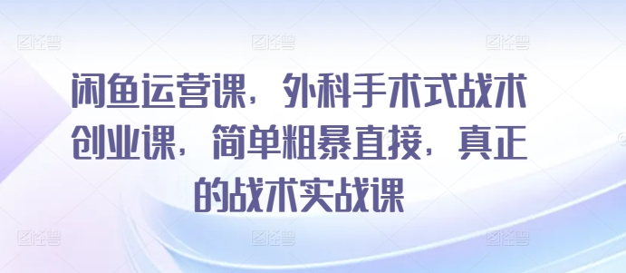 闲鱼运营课，外科手术式战术创业课，简单粗暴直接，真正的战术实战课网赚项目-美肚杀分享