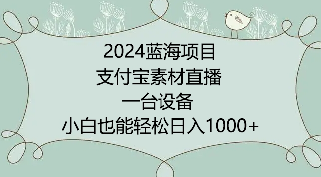 2024年蓝海项目，支付宝素材直播，无需出境，小白也能日入1000+ ，实操教程网赚项目-美肚杀分享