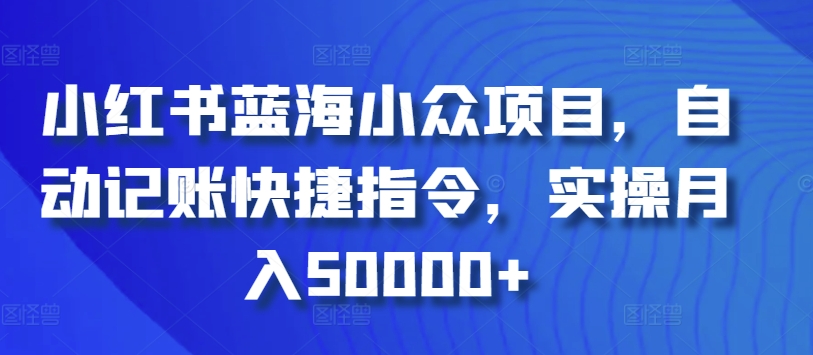 小红书蓝海小众项目，自动记账快捷指令，实操月入50000+网赚项目-美肚杀分享