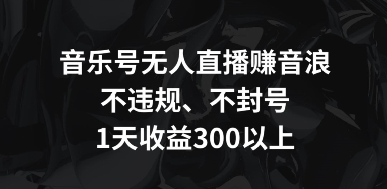 音乐号无人直播赚音浪，不违规、不封号，1天收益300+网赚项目-美肚杀分享