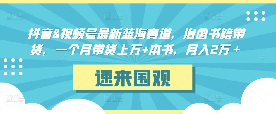 抖音&视频号最新蓝海赛道,治愈书籍带货,一个月带货上万+本书,月入2万+网赚项目-美肚杀分享