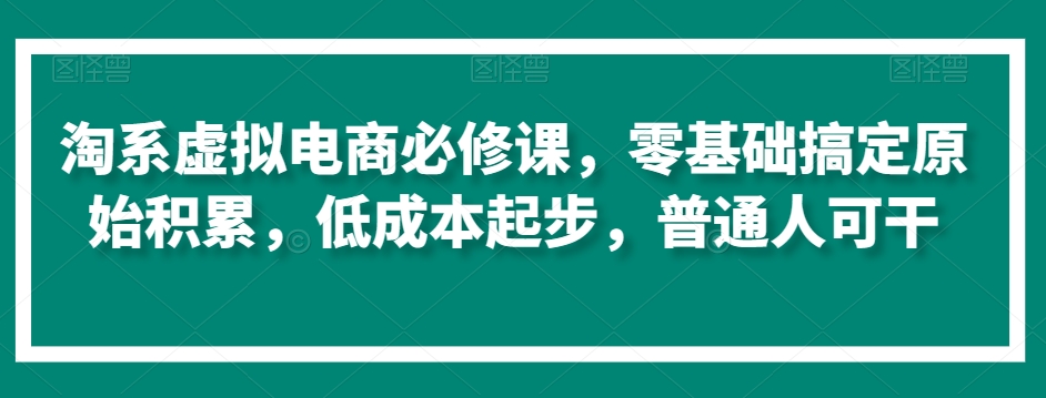 淘系虚拟电商必修课，零基础搞定原始积累，低成本起步，普通人可干网赚项目-美肚杀分享