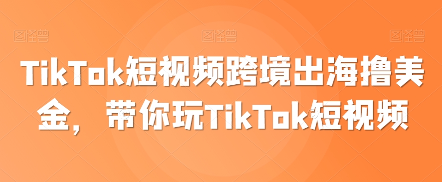 TikTok短视频跨境出海撸美金，带你玩TikTok短视频网赚项目-美肚杀分享