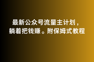2月最新公众号流量主计划，躺着把钱赚，附保姆式教程网赚项目-美肚杀分享