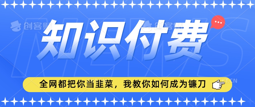 2024最新知识付费项目，小白也能轻松入局，全网都在教你做项目，我教你做镰刀网赚项目-美肚杀分享
