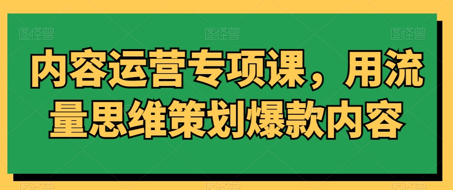 内容运营专项课,用流量思维策划爆款内容网赚项目-美肚杀分享
