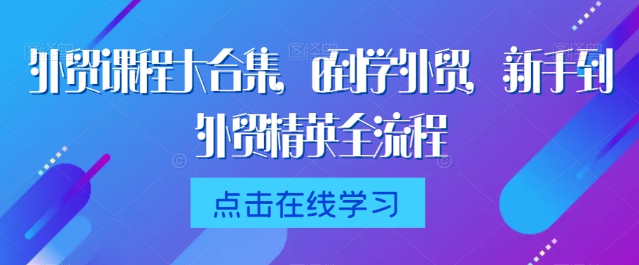 外贸课程大合集,0到1学外贸,新手到外贸精英全流程网赚项目-美肚杀分享