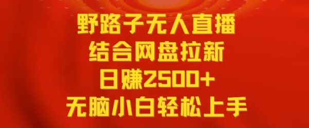 野路子无人直播结合网盘拉新,日赚2500+,小白无脑轻松上手网赚项目-美肚杀分享