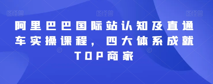 阿里巴巴国际站认知及直通车实操课程,四大体系成就TOP商家网赚项目-美肚杀分享