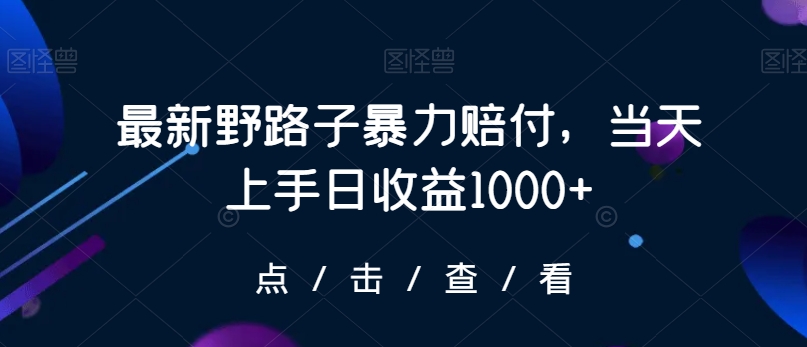 最新野路子暴力赔付,当天上手日收益1000+【仅揭秘】网赚项目-美肚杀分享