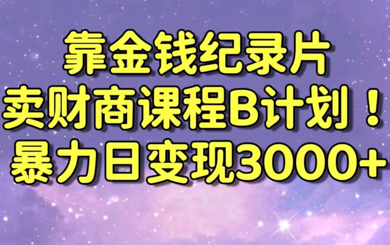 财经纪录片联合财商课程的变现策略,暴力日变现3000+,喂饭级别教学网赚项目-美肚杀分享