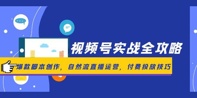 视频号实战全攻略,爆款脚本创作,自然流直播运营,付费投放技巧网赚项目-美肚杀分享