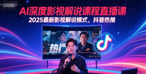 AI深度影视解说课程直播课,2025最新影视解说模式,抖音热推网赚项目-美肚杀分享