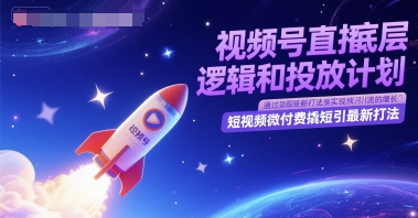 视频号直播底层逻辑和投放计划,短视频微付费撬短引最新打法网赚项目-美肚杀分享