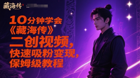 10分钟学会《藏海传》二创视频，快速吸粉变现，保姆级教程网赚项目-美肚杀分享