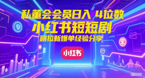 私董会会员日入4位数小红书红果短剧拉新爆单经验分享网赚项目-美肚杀分享