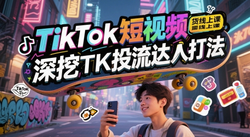 TikTok短视频带货线上课，深挖TK投流达人打法网赚项目-美肚杀分享