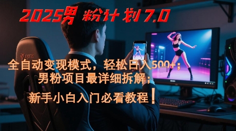 2025男粉计划7.0，全自动变现模式，轻松日入5张+，新手小白必看课程网赚项目-美肚杀分享