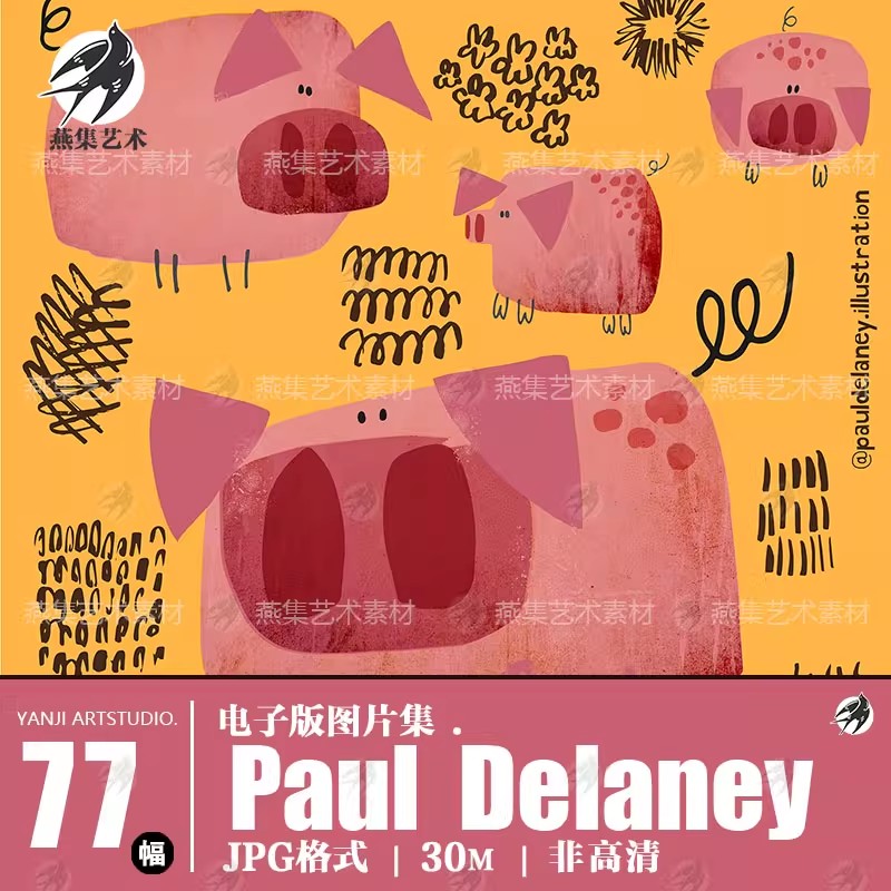 77幅，Paul Delaney插画图集可爱童趣动物插画绘本绘画临摹参考图片素材-美肚杀分享