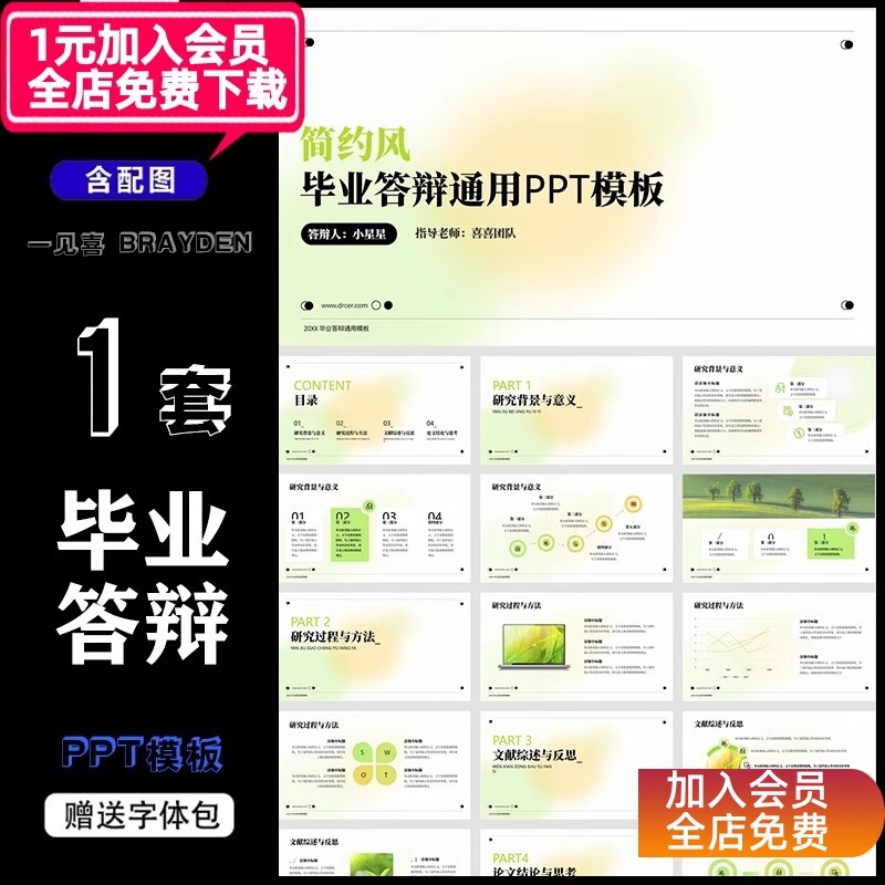 导师夸爆的「酸性渐变」答辩 PPT 长啥样？本科 / 研究生开题报告模板，艺术感排版 + 视觉冲击力拉满-美肚杀分享