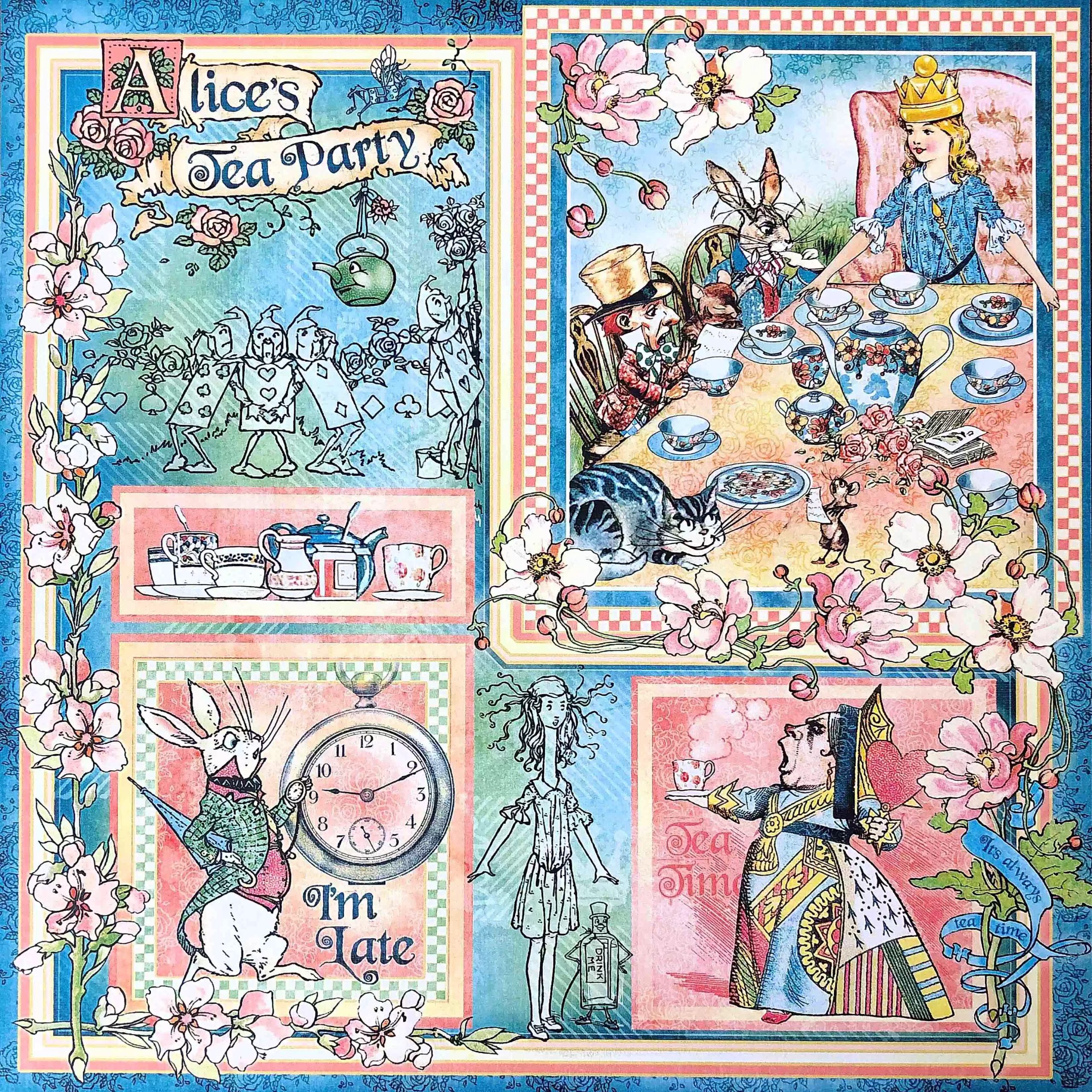 爱丽丝的下午茶主题素材Graphic45纸本Junk Journal手帐电子素材-美肚杀分享