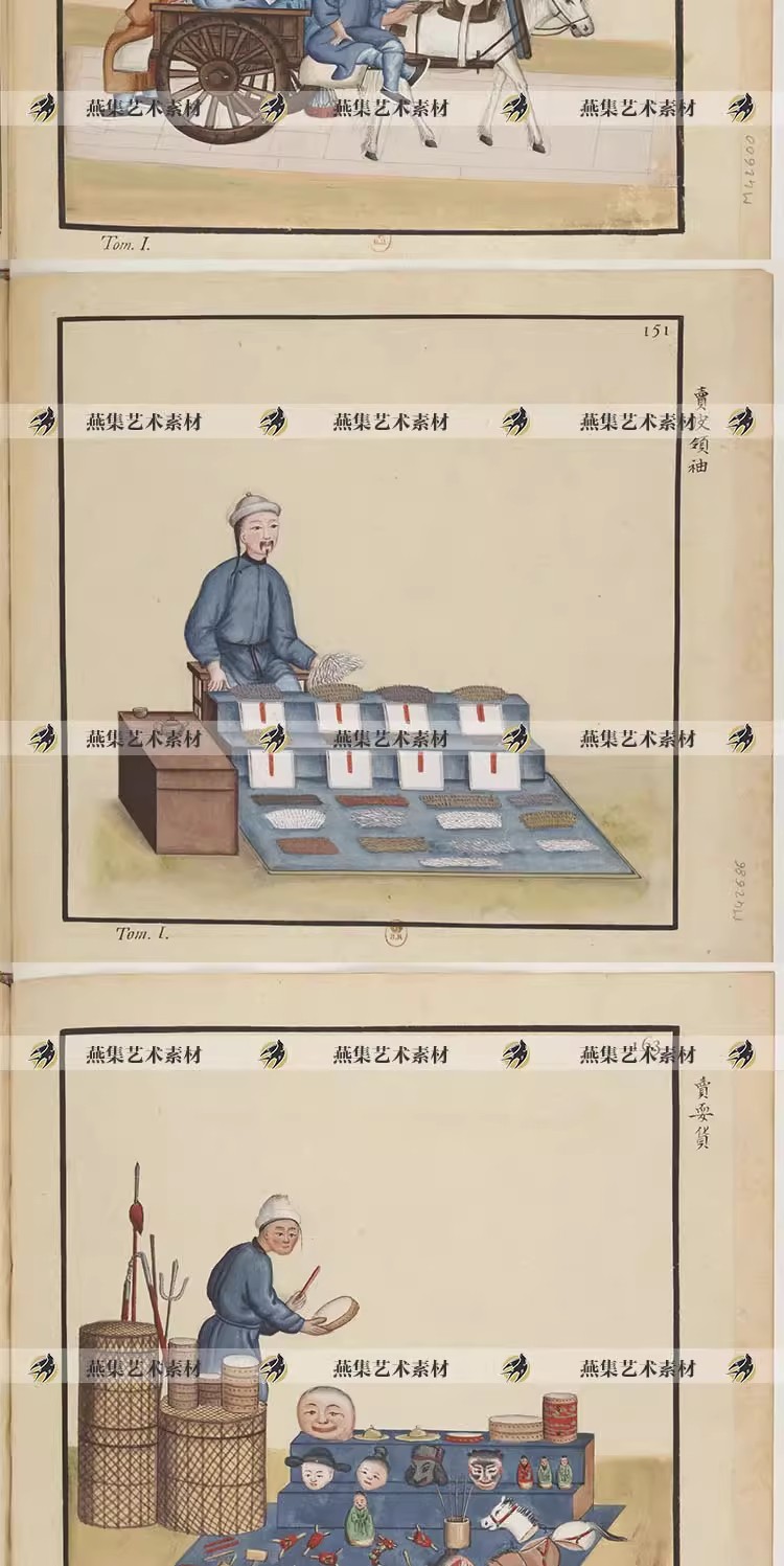 图片[3]-384幅，中国古代清朝清代京城生活官员百姓人物角色手绘插图设计参考素材-美肚杀分享
