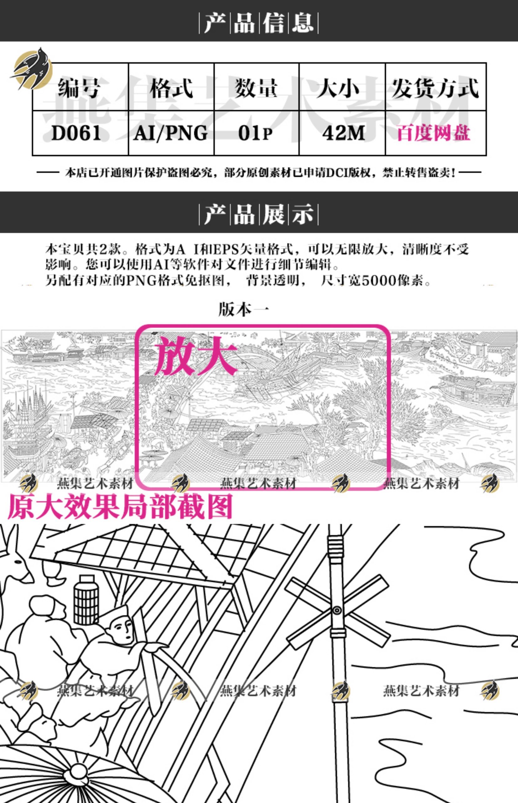 图片[2]-清明上河图虹桥宋代市井线描线稿高清矢量图素材参考png免扣素材-美肚杀分享