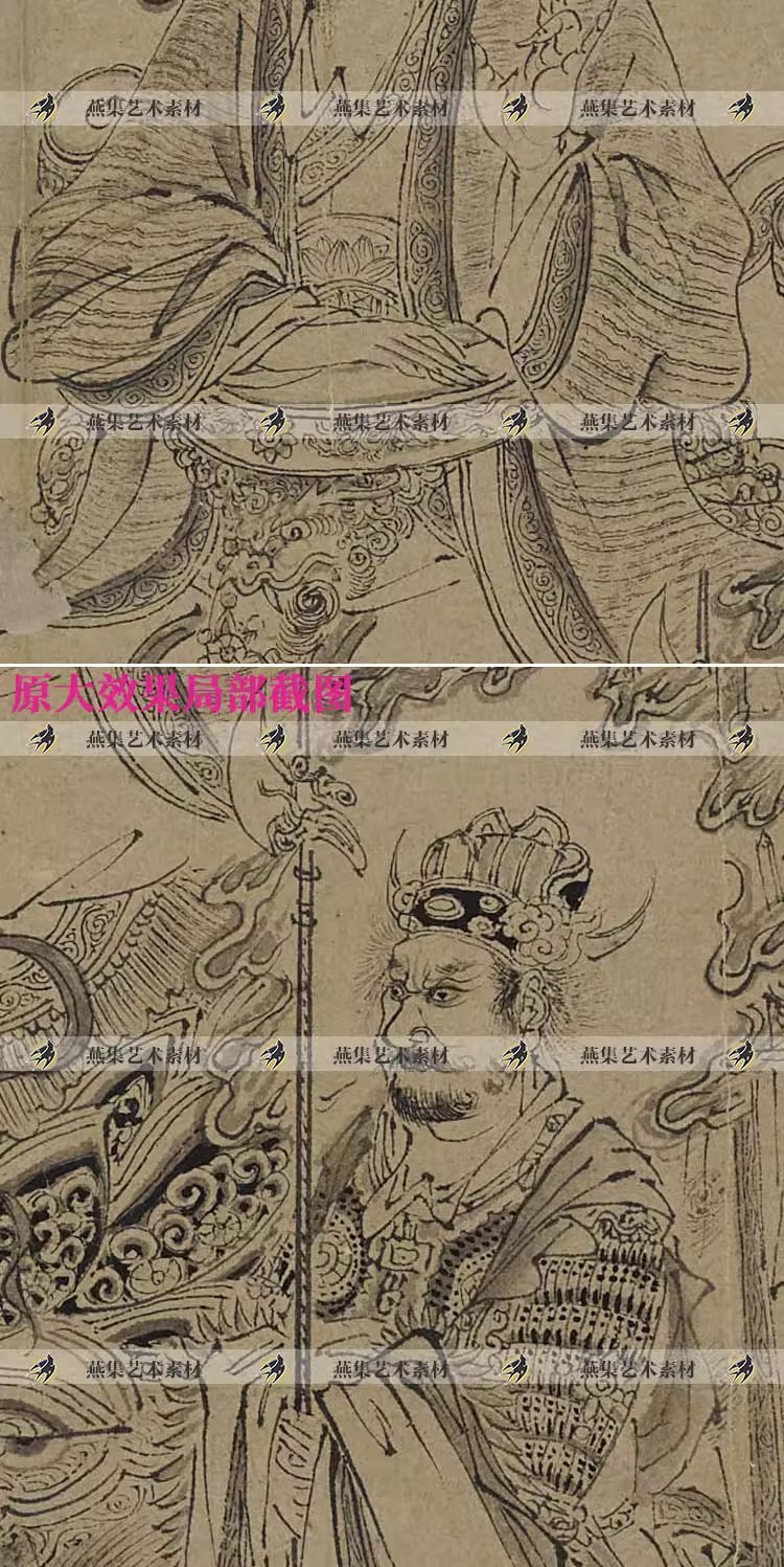 图片[3]-梁楷 白描道君像图卷 宋代国画人物道释画线稿绘画临摹电子图素材-美肚杀分享