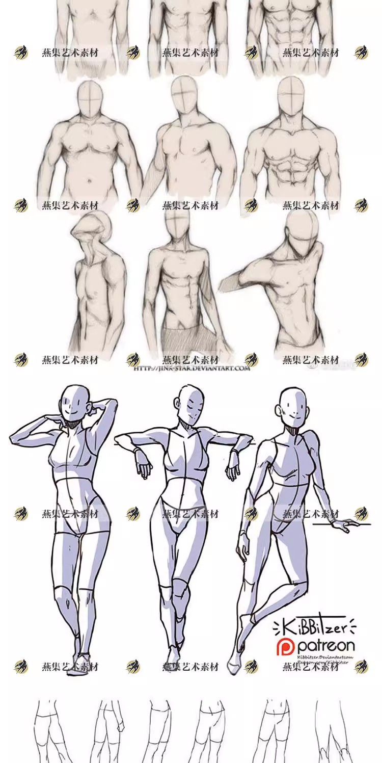 图片[3]-20000幅，人体结构素描速写线稿图集表情动态透视构图艺用美术绘画参考素材-美肚杀分享