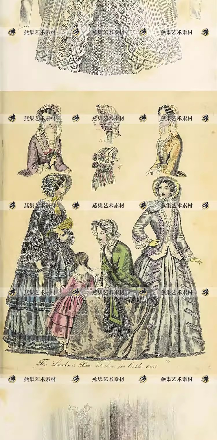 图片[4]-55幅，1850s欧洲复古女士服装设计参考图电子版Vintage手账打印图片素材-美肚杀分享