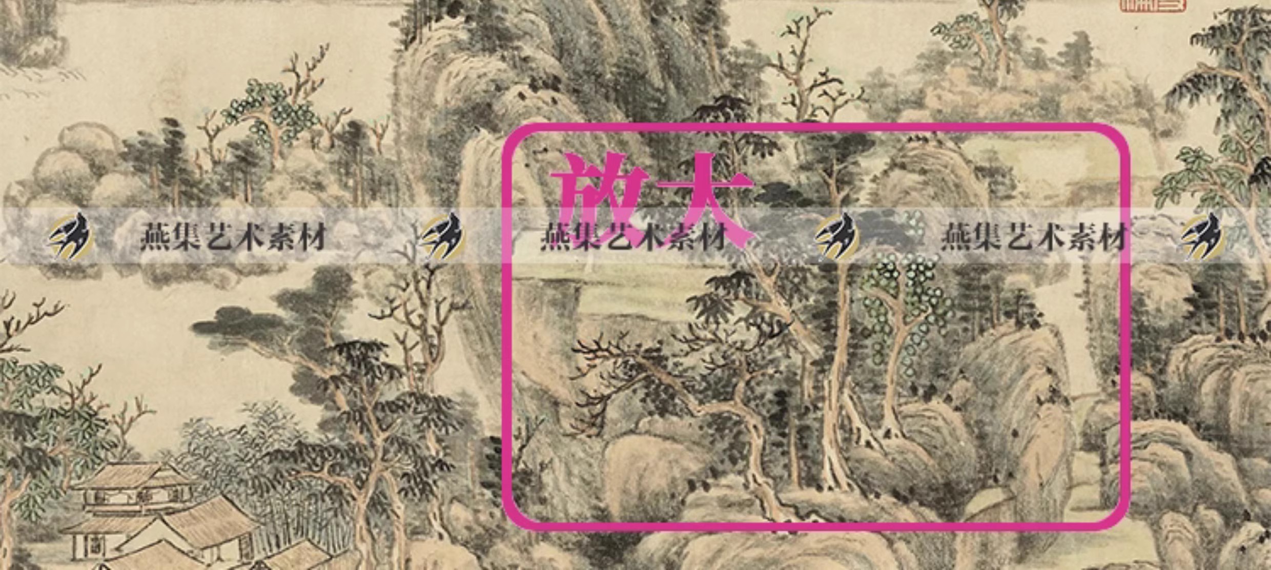 图片[3]-121幅，清 王原祁绘画作品合集 摹古山水册辋川图西湖十景图高清图片素材-美肚杀分享