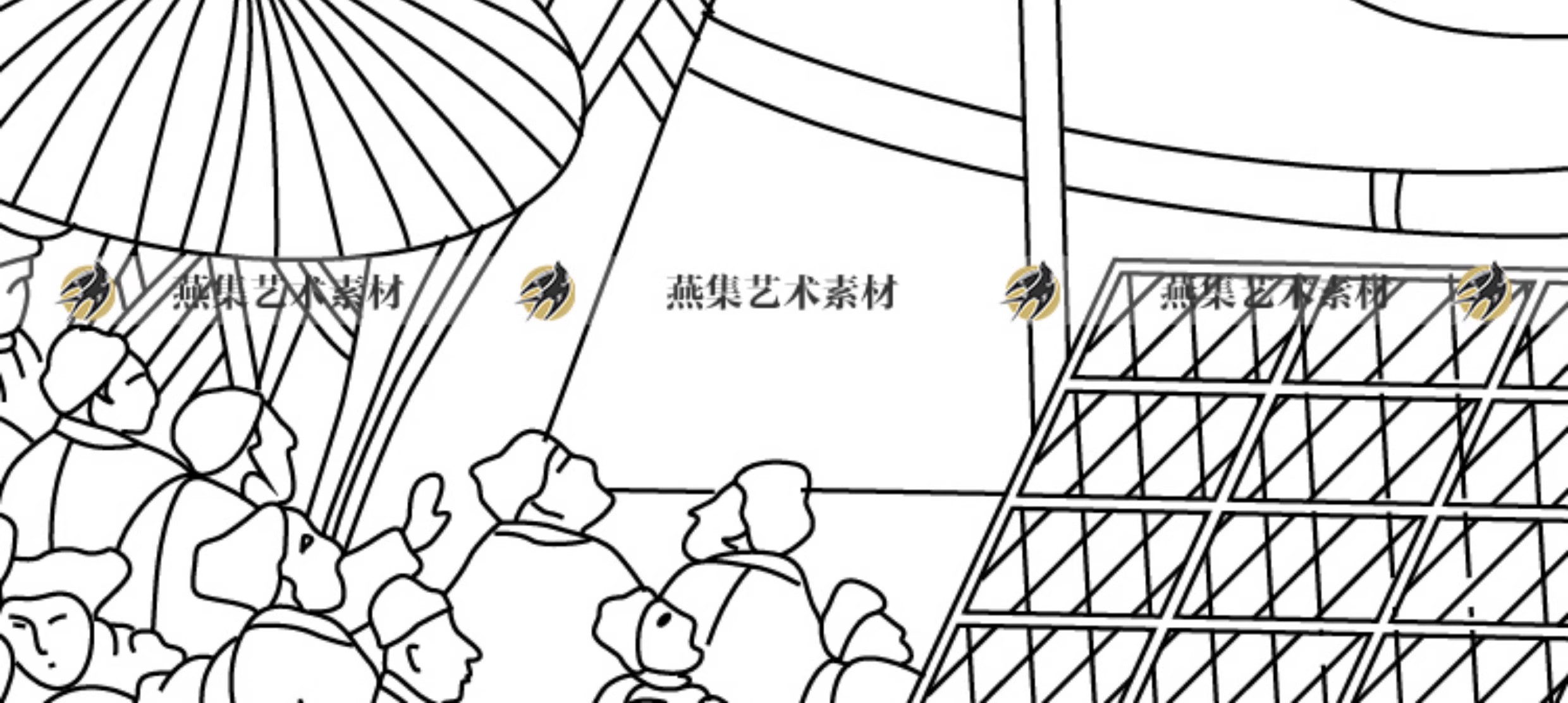 图片[3]-清明上河图虹桥宋代市井线描线稿高清矢量图素材参考png免扣素材-美肚杀分享