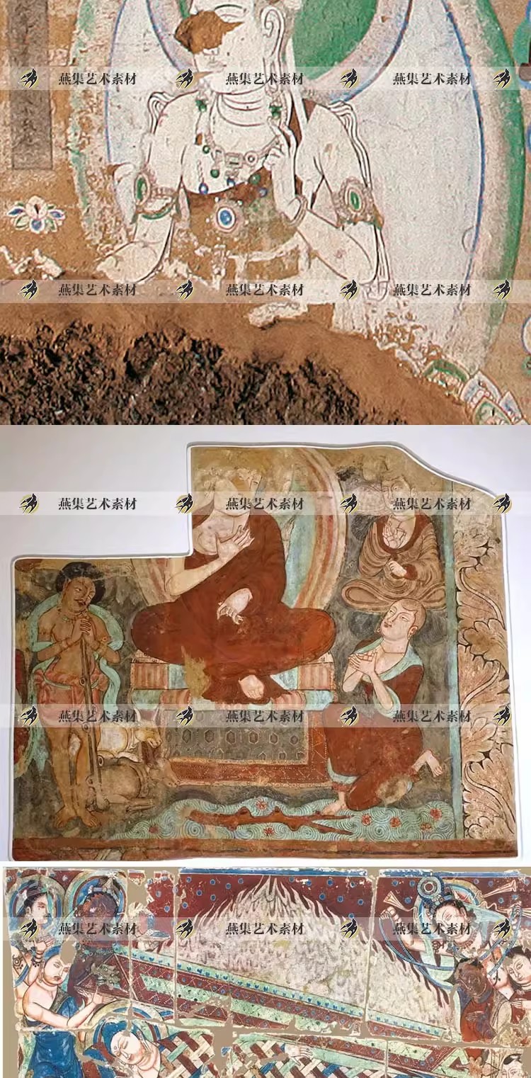 图片[4]-40幅，龟兹克孜尔壁画残片石窟岩彩画 电子版美术参考临摹图片资料素材-美肚杀分享