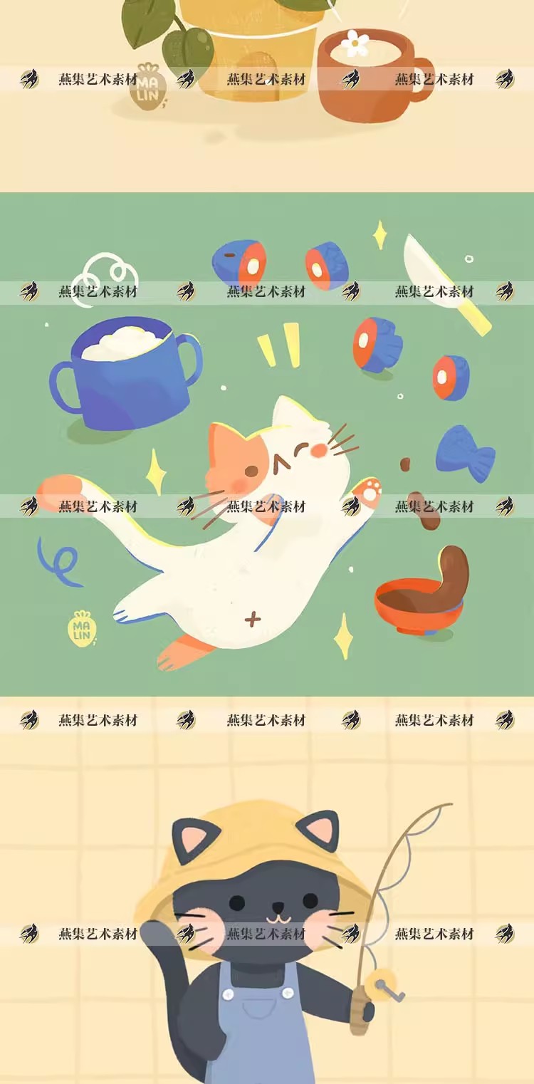 图片[4]-285幅，madebymalin插画师各种可爱Q版卡通人物动物品插画参考临摹素材-美肚杀分享