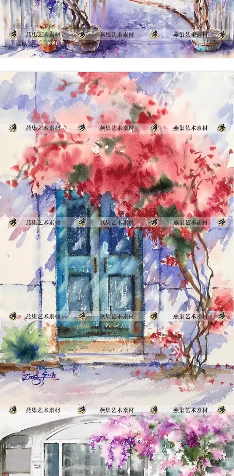 图片[4]-74幅，韩国画师Sook作品集小清新水彩插画欧式建筑街景电子图片临摹素材-美肚杀分享