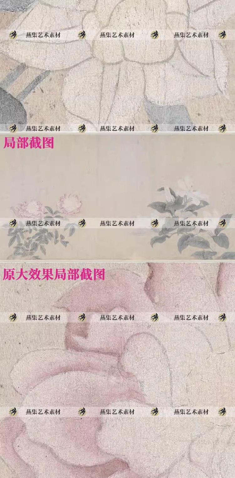 图片[4]-钱选八花图卷元代花卉植物国画绘画装饰画芯高清电子图片临摹素材-美肚杀分享