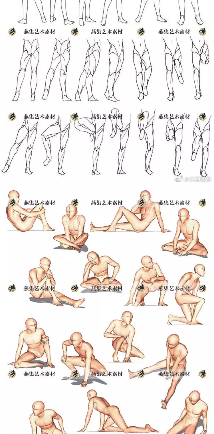 图片[4]-20000幅，人体结构素描速写线稿图集表情动态透视构图艺用美术绘画参考素材-美肚杀分享