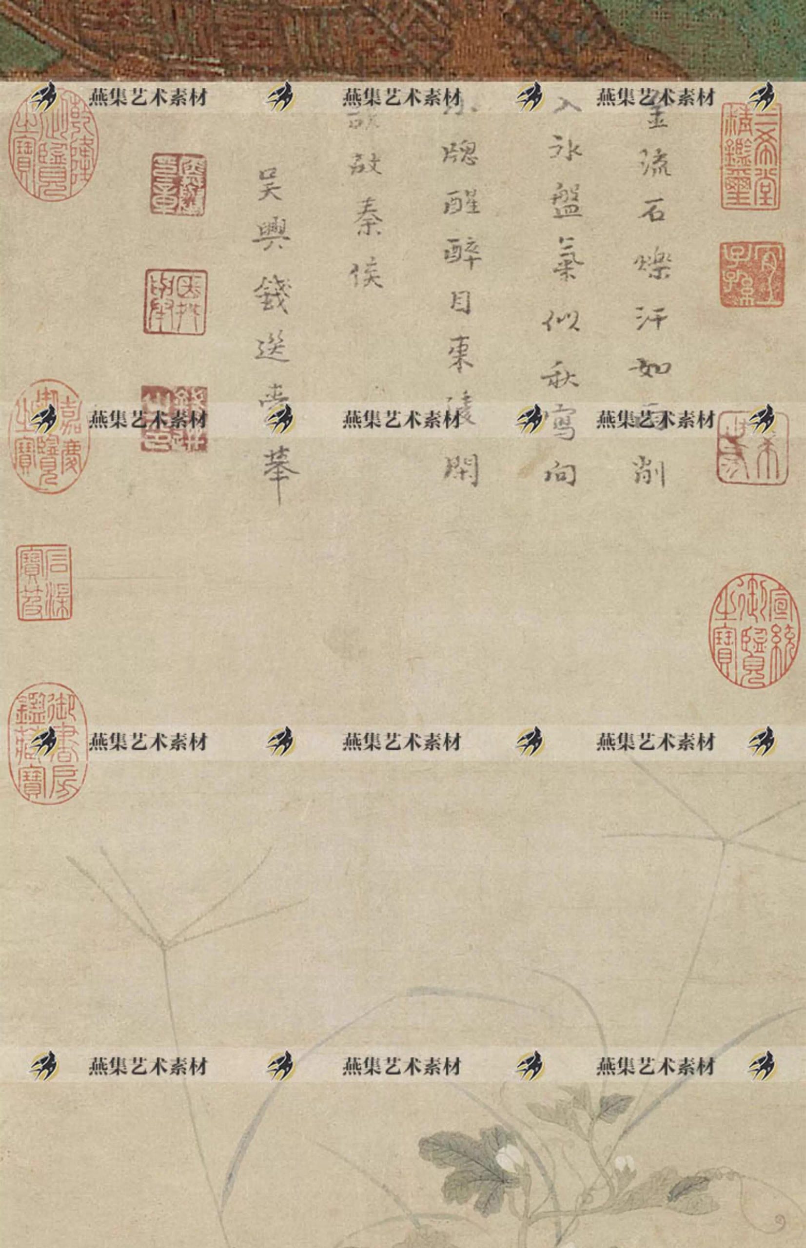 图片[5]-78幅，元钱选绘画作品合集八花图草虫图秋江待渡图幽居山居图高清图素材-美肚杀分享