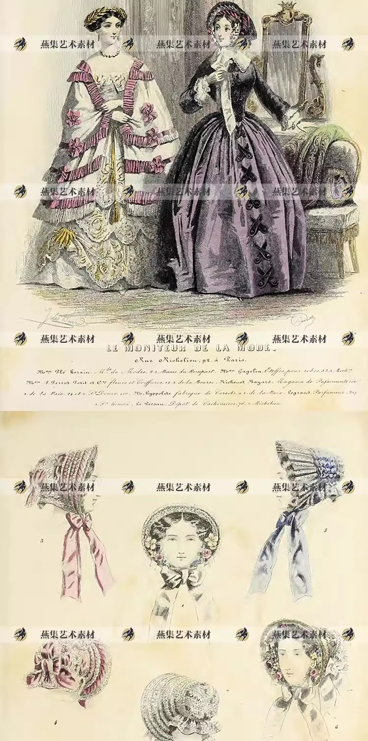 图片[5]-55幅，1850s欧洲复古女士服装设计参考图电子版Vintage手账打印图片素材-美肚杀分享