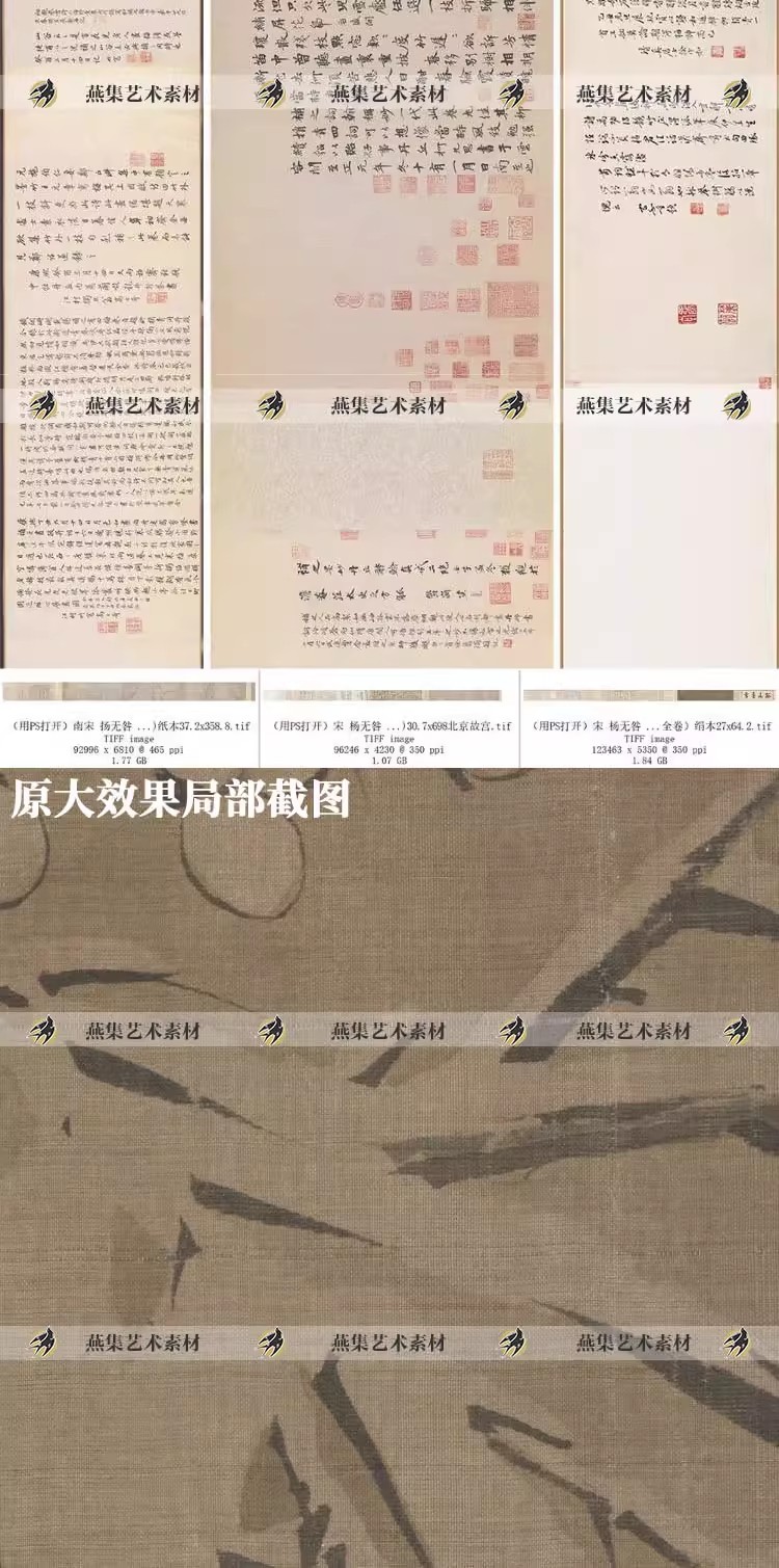 图片[5]-3幅，宋 杨无咎绘画作品集 四梅花图卷墨梅图传统水墨梅花范本临摹素材-美肚杀分享