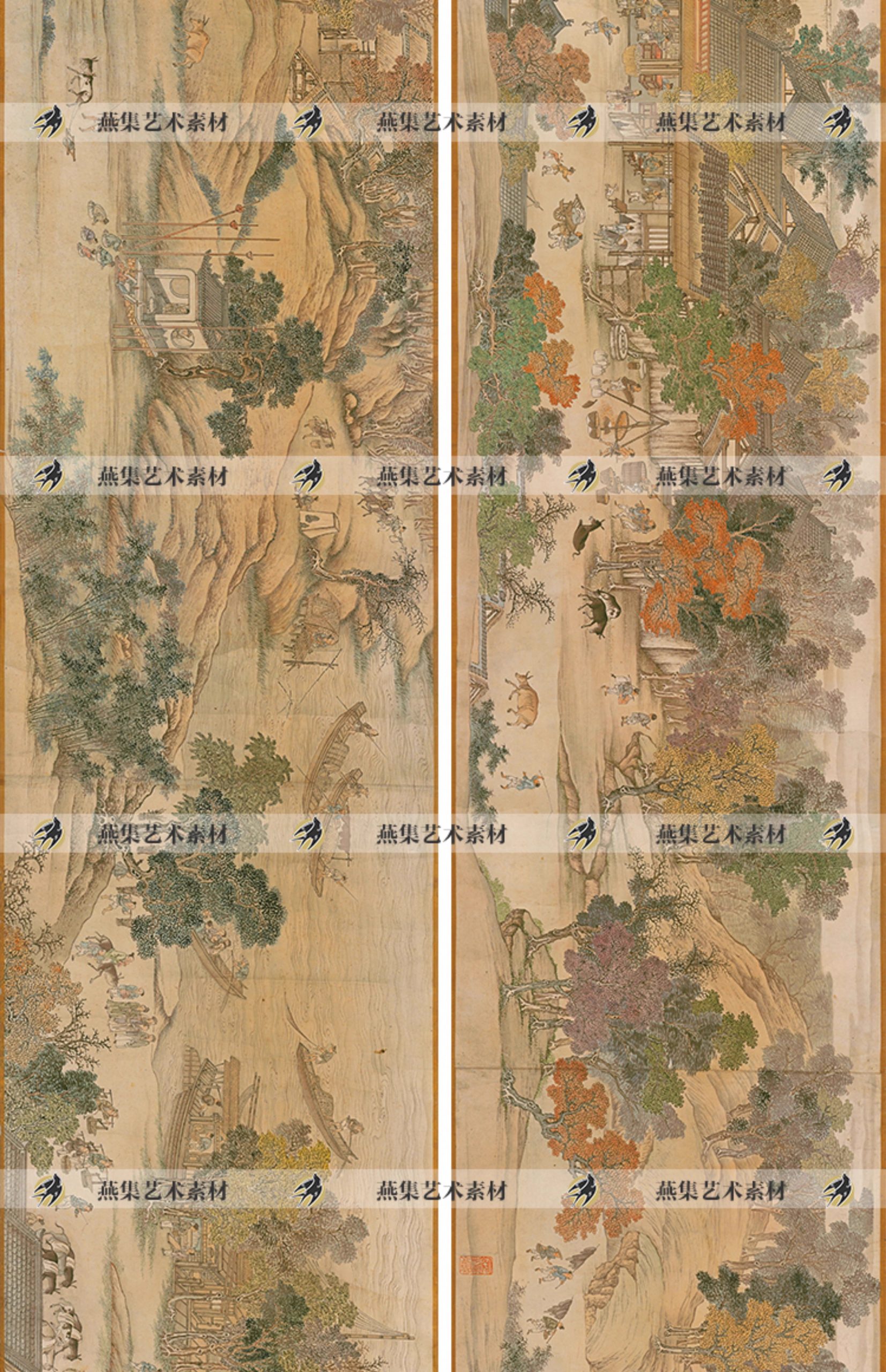 图片[4]-仿杨大章宋院本金陵图卷古代宋代街市人物山水画国画图片临摹素材-美肚杀分享