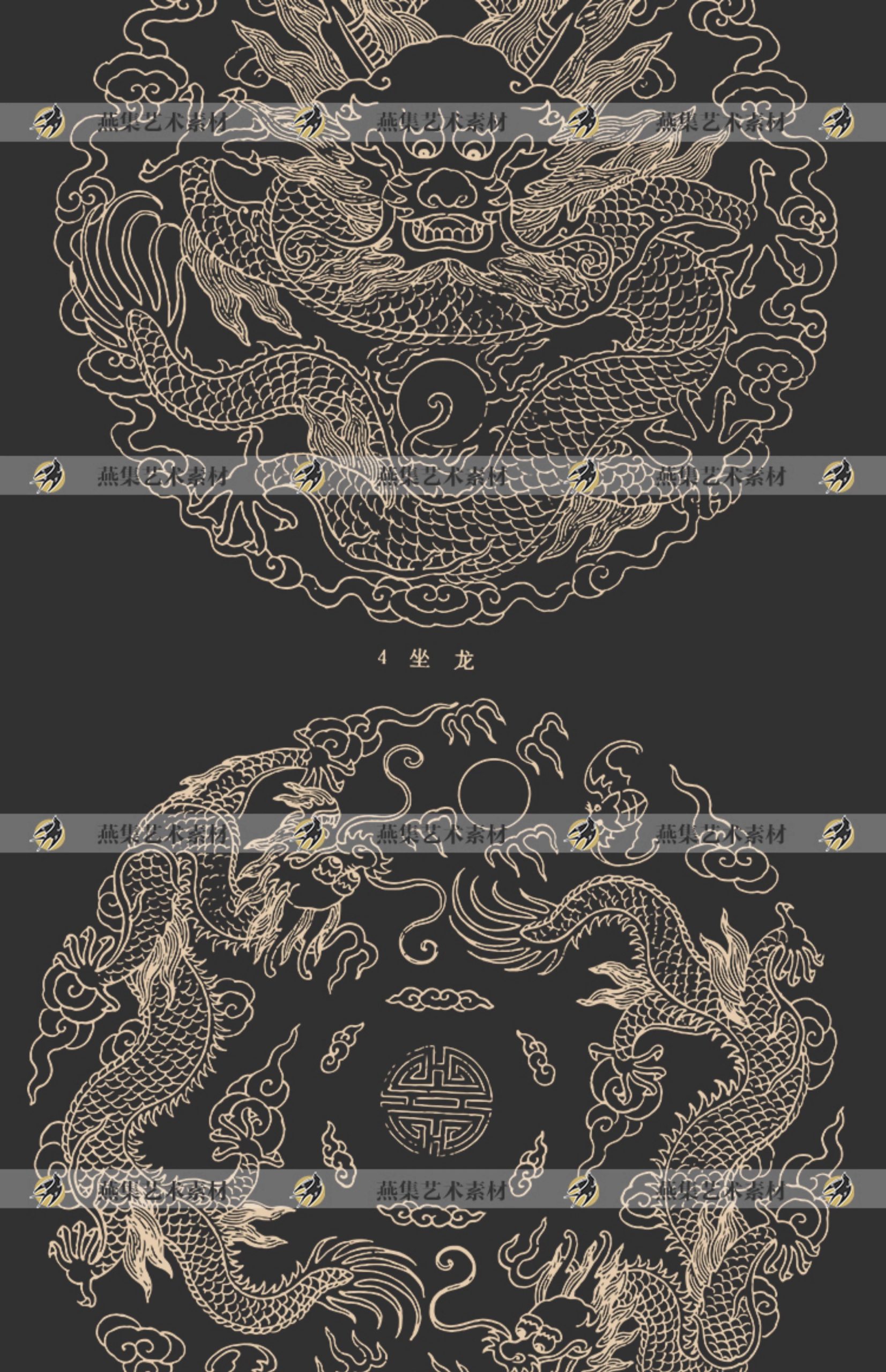 图片[4]-186幅，古典传统苏绣刺绣图案纹样龙凤鸳鸯孔雀AI矢量设计素材PNG免抠图-美肚杀分享