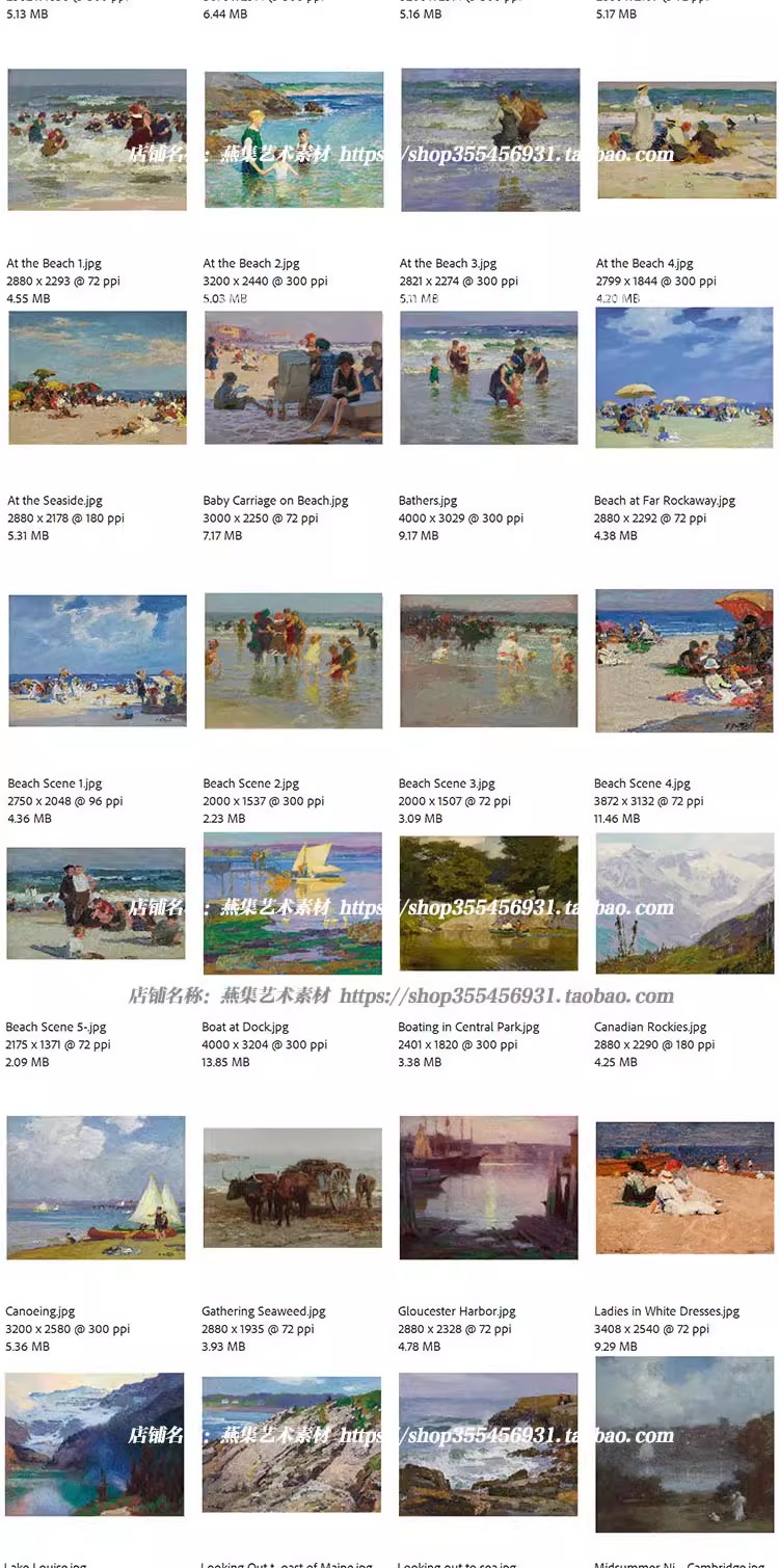 图片[5]-50幅，珀特哈斯特 Edward Henry Potthast油画电子版图片印象派临摹素材-美肚杀分享