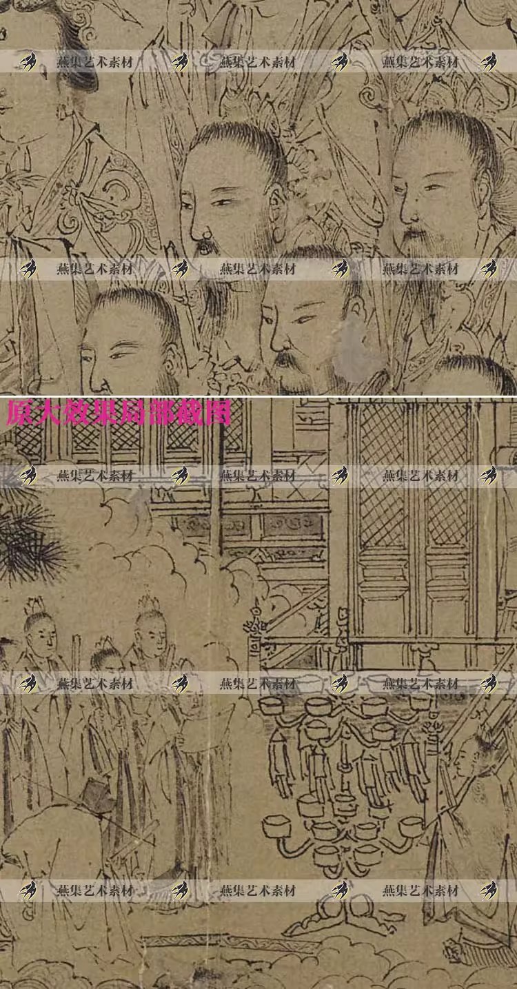 图片[5]-梁楷 白描道君像图卷 宋代国画人物道释画线稿绘画临摹电子图素材-美肚杀分享