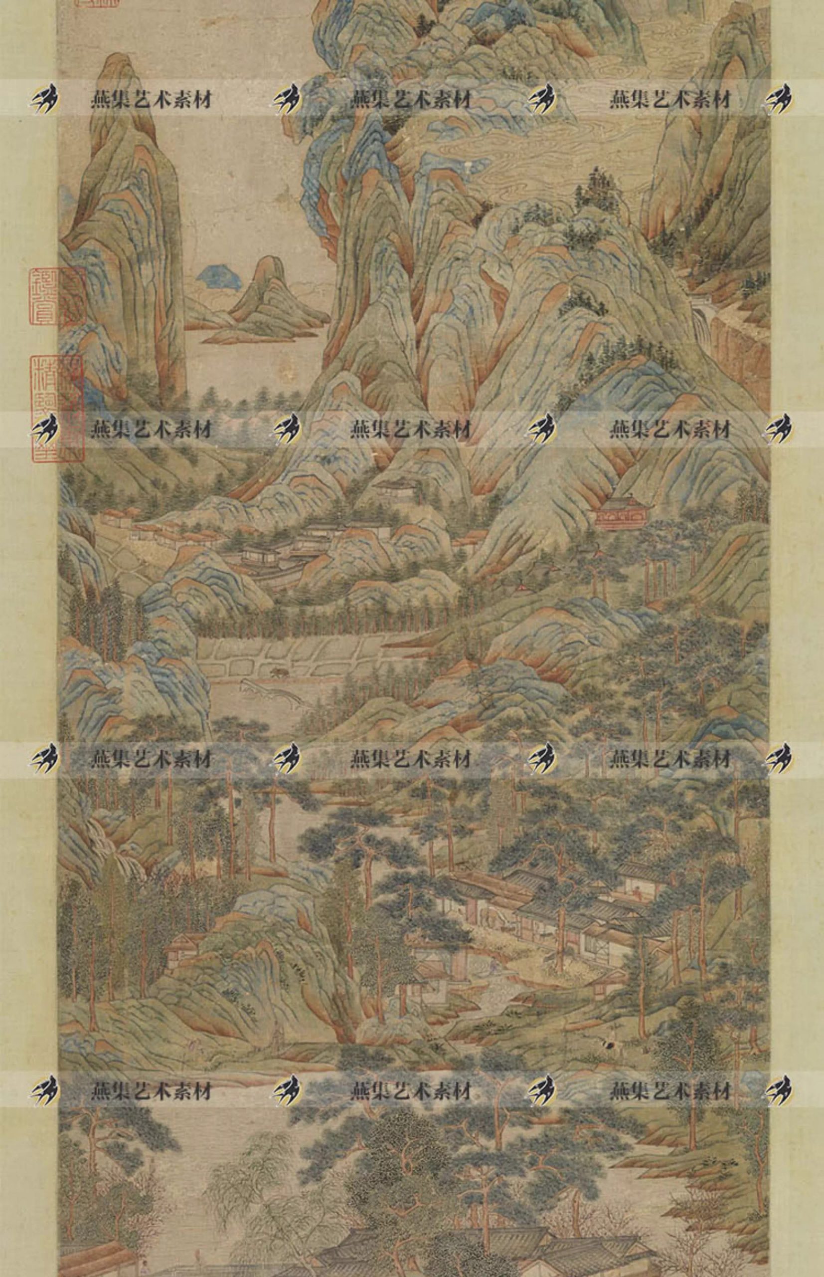 图片[5]-46幅，南宋赵伯驹绘画作品集江山秋色图仙山楼阁图国画高清电子图片素材-美肚杀分享