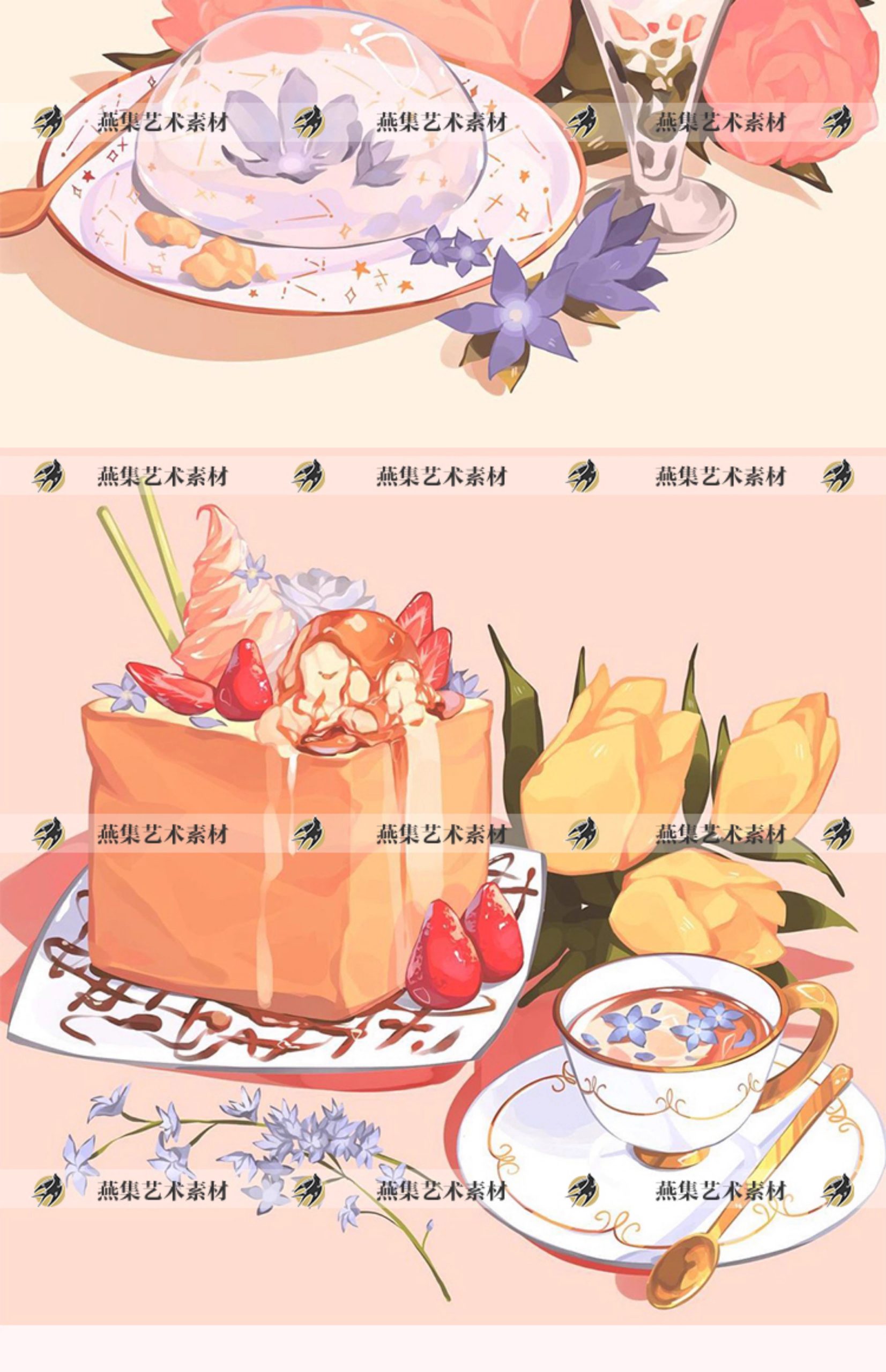 图片[4]-118幅，410水彩美食插画师mmumechii水彩插画美食寿司甜点菜品手绘素材-美肚杀分享